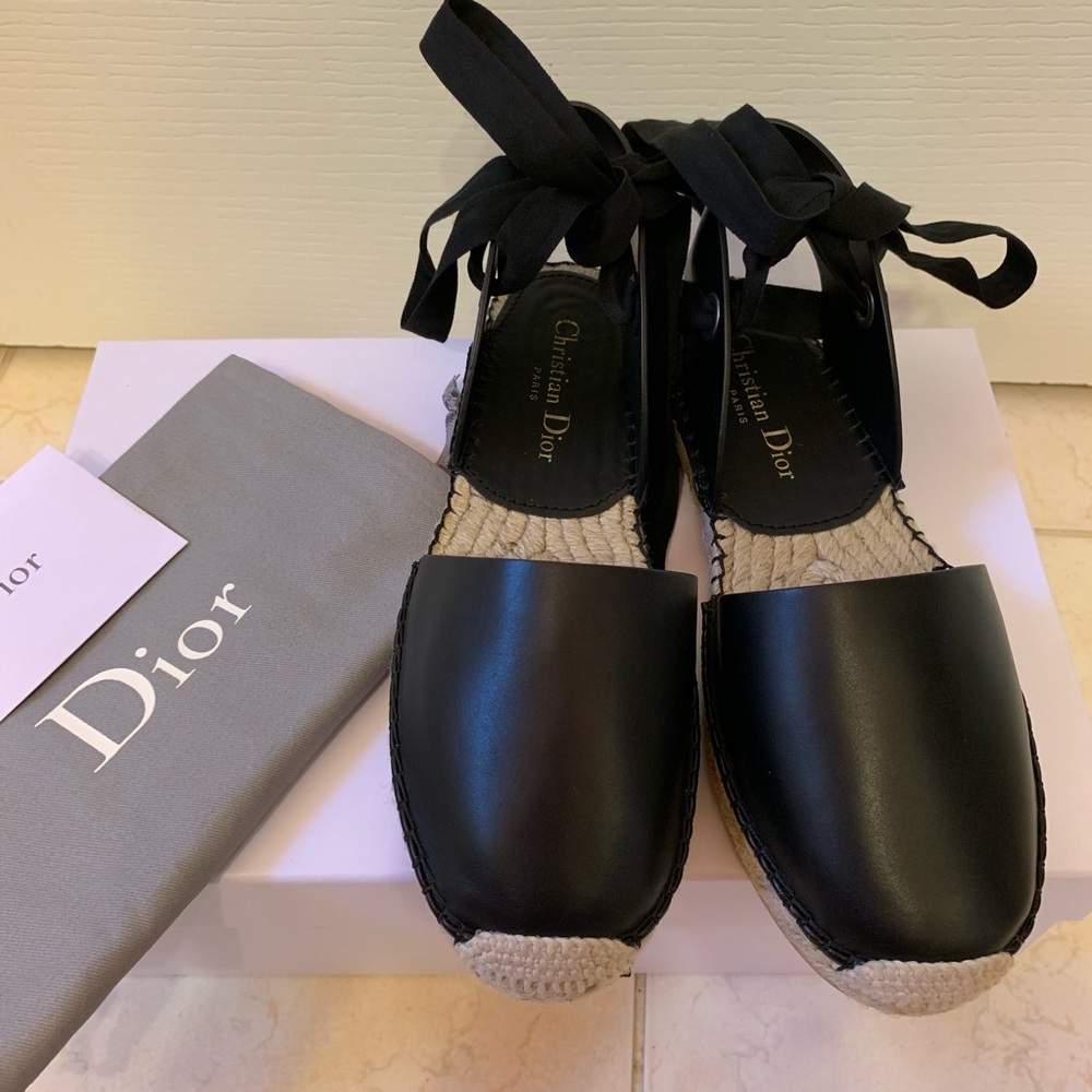 SOLD Dior Nicely-D Black Calfskin Espadrilles 37.5